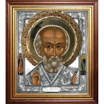 Икона "Святой Николай" из серебра в позолоте