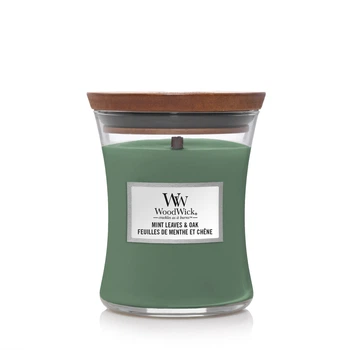 Ароматична свічка Woodwick Medium Mint leaves & Oak з нотами м'яти та дуба 275 г
