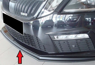 Губа под передний бампер для Skoda Octavia 3 A7 RS 2017-2019, черный глянец