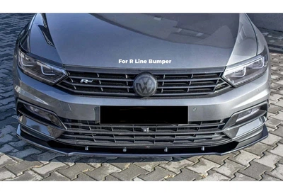 Губа під передній бампер для Volkswagen Passat B8 2015-2019 R-Line, чорний глянець
