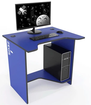 Стол игровой геймерский эргономичный из ЛДСП Sputnik синий/черный Zeus