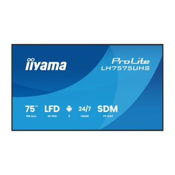 Информационный дисплей IIYAMA ProLite LH7575UHS-B2AG 75" IPS 4K UHD 500 cd/m² Android 11 Black