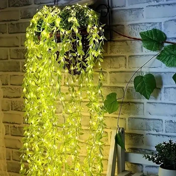 Гирлянда Роса с LED-подсветкой "Зеленая Верба" от сети 50 см с тепло-белым светом и зеленым проводом