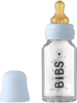Стеклянная бутылочка BIBS Baby Glass Bottle полный комплект Baby Blue, 120 ml