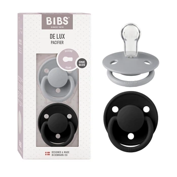 Набір пустушок BIBS 0-36 мес De Lux Silicone Cloud/Black , 2 шт