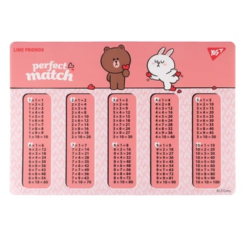 Підкладка для столу з підказками таблиця множення А3 YES Line Friends Choco and Cony 492255 5140840