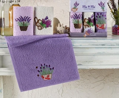 Набір 3 махрові рушники TÜRComFor кухонні 30х50 см Lavender Butterfly Різнокольоровий (TC303374882)