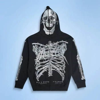 Мужские Худи Hastamuerte T2 Skull Zip Hoodie Black (101-8888)