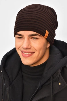 Шапка чоловіча на флісі шоколадного кольору APEX (208109)
