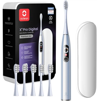  Електрична зубна щітка Oclean X Pro Digital Plus Silver з чохлом та 6 насадками