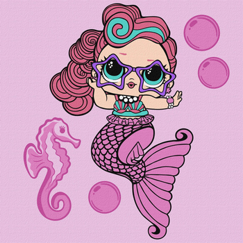Obraz do malowania po numerach Ideyka L.O.L. Surprise! Mermaids Waves 40x40 cm KHO6266 (4823104371243)