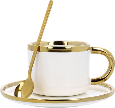 Чашка Homla Sinnes з блюдцем та ложечкою біла 0.2 л (5904183806563)