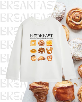 Женский Гольф Оверсайз Однотонный С Принтом Лонгслив Breakfast Oversize (344783)