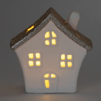 Керамический домик с LED подсветкой белый