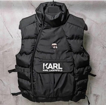 Мужская жилетка - безрукавка Karl Lagerfeld со стильными карманами 932852 XL черный