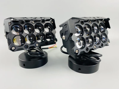 Фара LED 47W комплект, белый и желтый свет, 8 линз