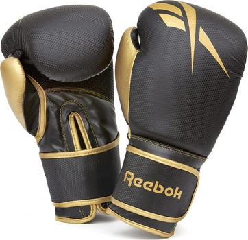 Боксерские перчатки Reebok Boxing Gloves черный, золотистый Чол 14 унций