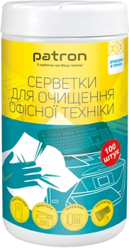 Вологі серветки Patron для очищення офісної техніки (CS-PN-F3-028)