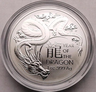 Серебряная монета Австралии Год Дракона от Royal Australian Mint 2024