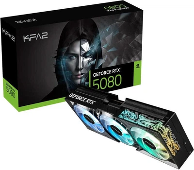 Видеокарта KFA2 CORE GeForce RTX 5080 16GB OC 3FAN RGB Black (58NZN6MDBBOK)