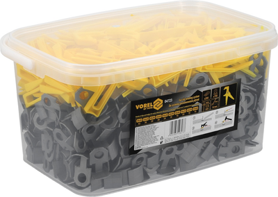 Система вирівнювання плитки VOREL кліпси + клини + щипці 1.5 мм 700 + 200 шт. 04723 (5906083108273)