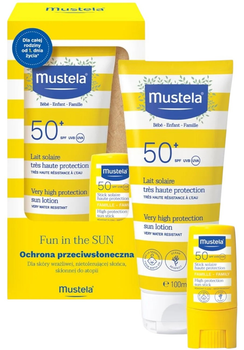 Набір Mustela Сонцезахисне молочко SPF50+ 100 мл + Сонцезахисний стік 9 мл (5905794263387)