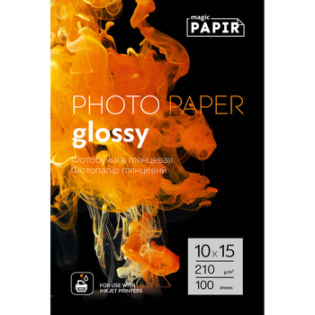 Глянцевий фотопапір 10x15, 210 р./м. PAPIR (100 аркушів)