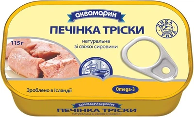 Печінка Аквамарин тріски натуральна 115г