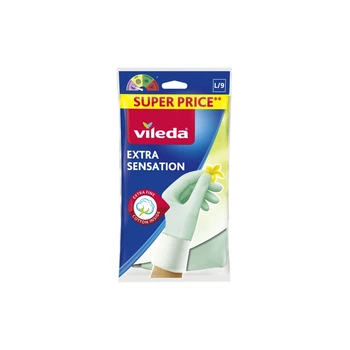 Перчатки хозяйственные Vileda Extra Sensation Латексные Для деликатных работ Размер L (4023103073944)