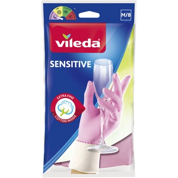 Перчатки хозяйственные Vileda Sensitive Латексные Для деликатных работ Размер M (8001940003320)