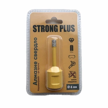 Сверло алмазное по керамограниту Strong Plus м14 для болгарки 6 мм (ІТ0021)