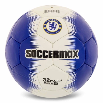 Футбольний м'яч Soccermax Chelsea, розмір 5, ПУ, ручне зшивання, латексна камера, для інтенсивних тренувань та ігор, без маркування(OB_35957AA0071E)