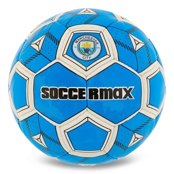 Футбольний м'яч Soccermax Manchester City, розмір 5, ПУ, ручне зшивання, латексна камера(OB_4EF17731CF4D)