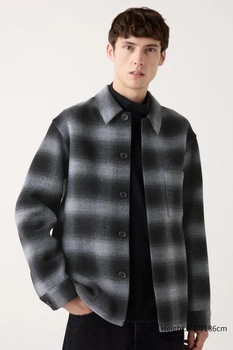 Рубашка Uniqlo унисекс 46(S) Серая клетка (124525)