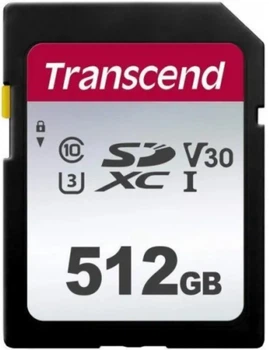 Карта памяти Transcend 300S SDXC 512GB UHS-I U3 V30 (TS512GSDC300S)