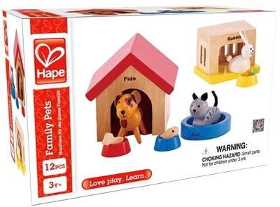Drewniany zestaw do zabawy Hape Domowe zwierzęta (E3455) (6943478004535)