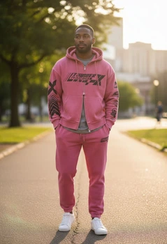 Чоловічий спортивний костюм Relaxed Fit H&M (58643) М Рожевий