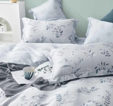Постільна білизна Home Line Lepato,біло/сіра, сімейна, 5 предметів, 240*260см