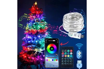Світлодіодна розумна гірлянда Смарт LED 20м RGB 200 LED з Bluetooth для ялинки від USB довжина 20м управління через додаток