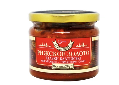 Консерва Riga Gold Килька в томатном соусе Стеклянная банка 280г (КТ-00064)