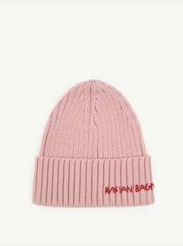 Женская шапка с логотипом Ruslan Baginskiy Monogram-embroidered Wool Beanie Размер 56см Розовый
