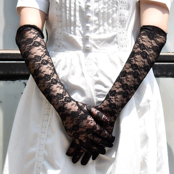Мереживні довгі рукавички honey fashion accessories s/m/l чорні (30к013)