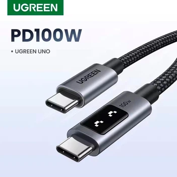 Кабель Ugreen Uno Type-C PD 100W (1m) Black з дисплеєм