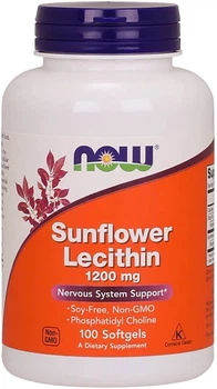 Лецитин Now Foods Sunflower Lecithin 1200 мг 100 капсул (733739023117)