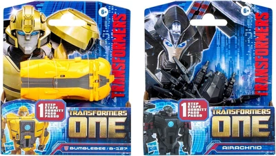 Трансформеры Бамблби B-127 и Айронхайд Hasbro Transformers One Cog Changer Bumblebee (B-127) & Airachnid! (G1668)
