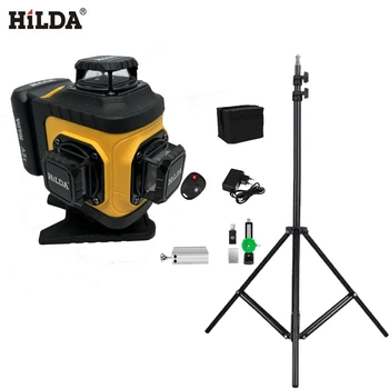 Лазерний рівень із Зеленим променем на 16 ліній 360 градусів Hilda 4D Quick solution з поворотною основою та вежам з штативом