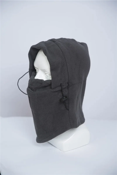 Зимова спортивна балаклава з товстого флісу із затяжками 31*35 см Beanies Сірий