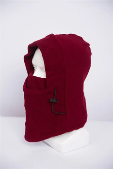 Зимова спортивна балаклава з флісу із затяжками 31*35 см Beanies Бордовий