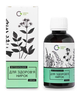 Фітобальзам "Для здоров'я нирок" 200мл., захворюваня сечовивідного тракту (цистити, пієлонефрити), Грін-Віза.
