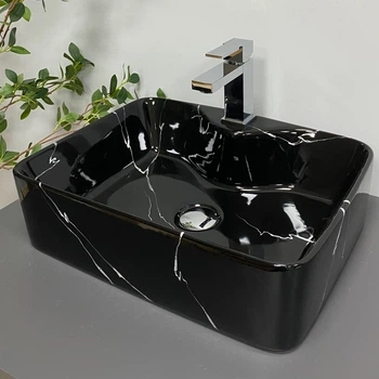 Умывальник (раковина) VBI FORLI BLACK MARMO GLOSSY накладной